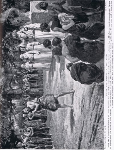 Spravedlnost vykonávaná druidy, ilustrace z „Hutchinsonových dějin národů“, kolem roku 1910 od Alfred Pearse