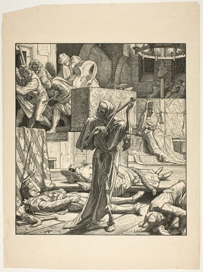 Death the Strangler, první vypuknutí cholery na maškarním plese v Paříži, 1831 od Alfred Rethel