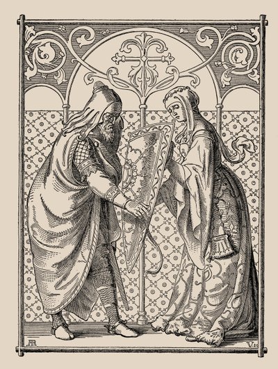 Die Nibelungen. Žádost o Hagensův štít, 1840-1841. od Alfred Rethel