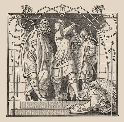 Die Nibelungen. Jak shazovali mrtvé ze sálu, 1840-1841. od Alfred Rethel