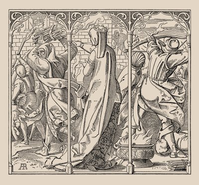 Die Nibelungen. Jak královna rozkázala vypálit chodbu, 1840-1841. od Alfred Rethel