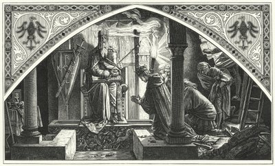 Otto III u hrobu Karla Velikého (rytina) od Alfred Rethel