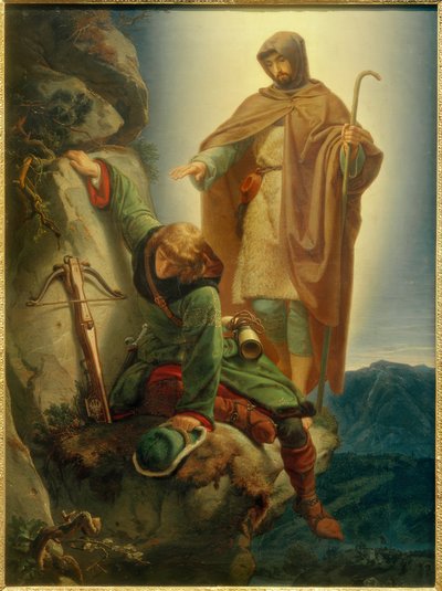 Anděl strážný zachrání Maxmiliána v Martinswand / Rethel od Alfred Rethel