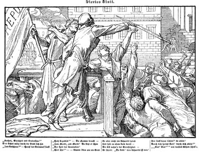 Totentanz 1848: Smrt nabízí meč spravedlnosti od Alfred Rethel
