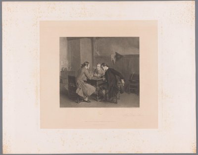Interiér se třemi kouřícími muži u stolu Les Bons Amis (název na objektu) od Alfred Revel