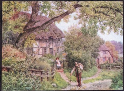 A od Lane at Houghton, Suffolk, z The Cottages and the Village Life of Rural England vydané nakladatelstvím Dent & Sons Limited, 1912 od Alfred Robert Quinton