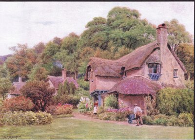 Almshouses, Selworthy Green, Somerset, z The Cottages and the Village Life of Rural England vydané nakladatelstvím Dent & Sons Limited od Alfred Robert Quinton