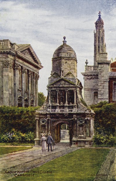 Cambridge: čestná brána, Caius College (barevné lito) od Alfred Robert Quinton