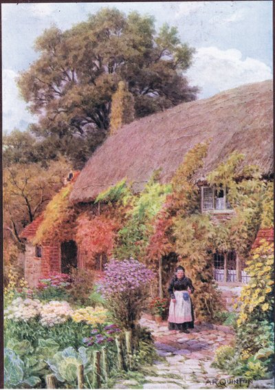 Babiččina chata, Henley Common, poblíž Midhurst, Sussex, z The Cottages and the Village Life of Rural England vydané nakladatelstvím Dent & Sons Limited od Alfred Robert Quinton