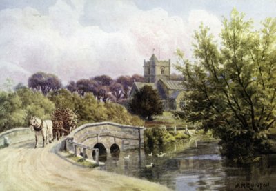 Most, Coombe Bissett, poblíž Salisbury (barevné lito) od Alfred Robert Quinton