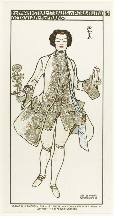 Kostýmní návrh pro operu Der Rosenkavalier Rytíř z růže od Richarda Strausse, 1910 od Alfred Roller