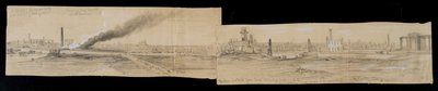 Severní čtvrť od mostu Erie Street Bridge, při pohledu na východ, během požáru v Chicagu v roce 1871 (tužka a křída na papíře) od Alfred Rudolph Waud