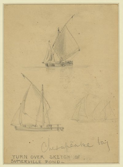 Tři plachetnice na Chesapeake Bay od Alfred Rudolph Waud