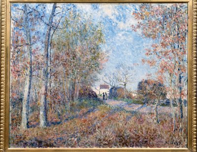 Roh dřeva se Sablons aneb cesta k rudě dřeva (lesní okraj Fontainebleau, poblíž Moret-sur-Loing) Malba Alfreda Sisleyho (1839-1899) 1883 Rozm. 0,6x0,73 m Paříž, musee d
