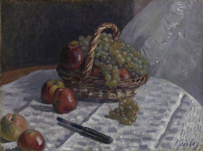 Jablka a hrozny v košíku, c.1880-81 od Alfred Sisley