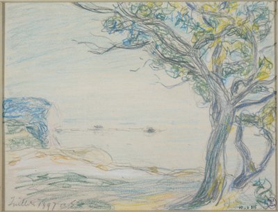Stromy u moře od Alfred Sisley