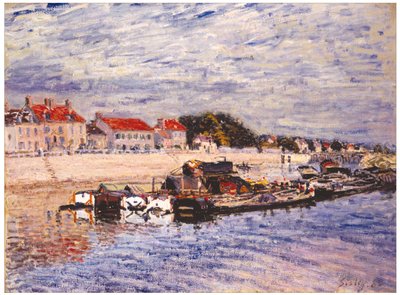 Nákladní čluny na řece Loing u Saint-Mammès od Alfred Sisley