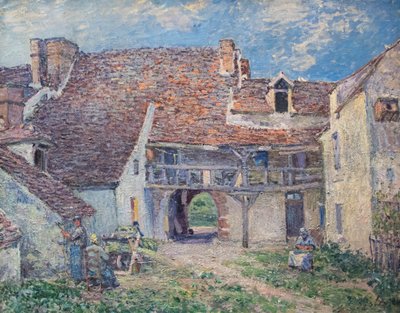 Francouzsky: Cour de ferme à Saint-Mammès od Alfred Sisley