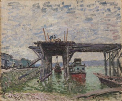Německy: Most ve výstavbě Garáž říčních lodí od Alfred Sisley