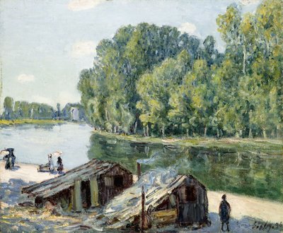 Chaty podél Canal du Loing, účinek slunečního světla, 1896 od Alfred Sisley
