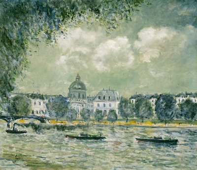 Krajina podél Seiny s Institut de France a Pont des Arts od Alfred Sisley