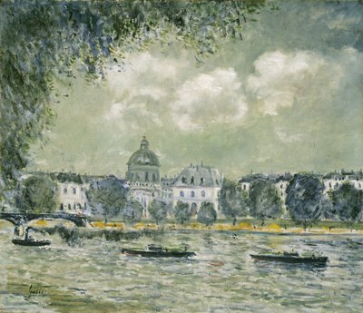 Krajina podél Seiny s Institut de France a Pont des Arts, c.1875 od Alfred Sisley