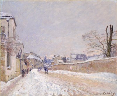 Rue Eugène Moussoir at Moret: Zima od Alfred Sisley