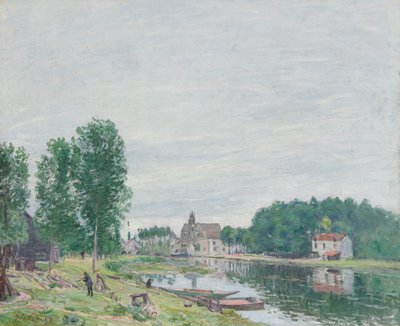 Loděnice Matrat, Moret-Sur-Loing, deštivé počasí od Alfred Sisley