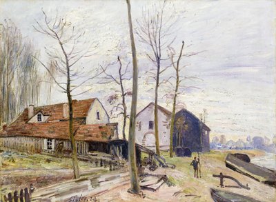 The Mills of Moret, s Vycházející slunce; The Mills of Moret, při východu slunce, 1889 od Alfred Sisley