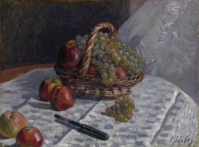 Jablka a hrozny v košíku. Kolem 1880-81 od Alfred Sisley