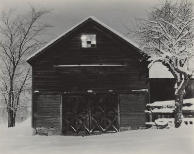 Černá stodola a bílý sníh od Alfred Stieglitz