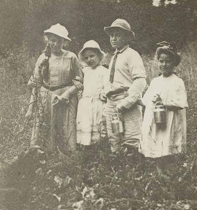 Bez názvu Flora, Elizabeth, Howard & Kitty v poli Lake George, 190305. od Alfred Stieglitz