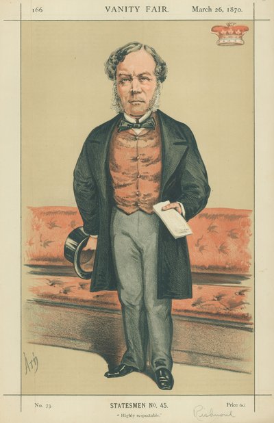 Vikomt Ranelagh, velmi slušný, 26. března 1870, karikatura Vanity Fair od Alfred Thompson