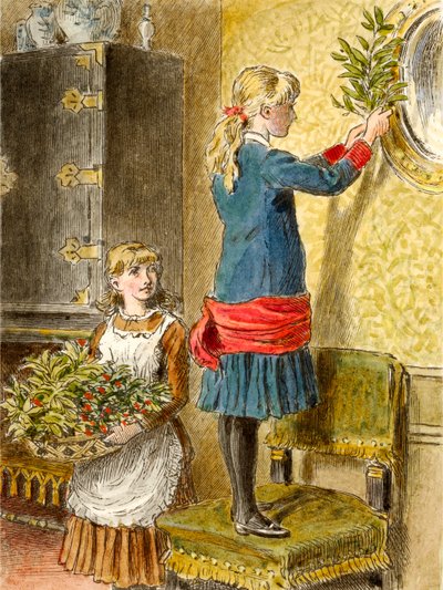 Vánoční výzdoba, hospoda. 1854. od Alfred W Cooper