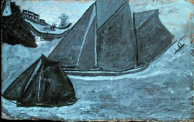Lodě z přístavu (olej na kartě položené na palubě) od Alfred Wallis