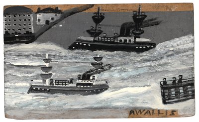 Dělové čluny za války, cca 1855-1942 (olej na desce) od Alfred Wallis