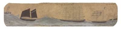 Remorkér a dvě malé plachetnice blížící se k přístavu, cca 1855-1942 (olej a tužka na kartě) od Alfred Wallis