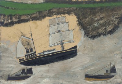 Tři parníky (olej a tužka na palubě) od Alfred Wallis