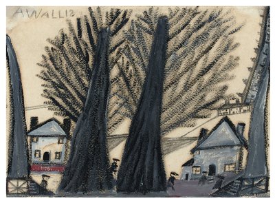 Dva stromy (tužka a olej na kartě) od Alfred Wallis