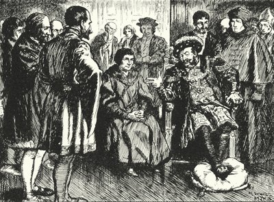 Sir Thomas More na dvoře Jindřicha VIII., vzdorující pokusům králů přimět ho, aby řekl něco, co by ho pobavilo od Alfred Wallis Mills