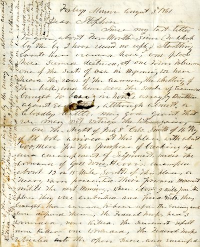 Dopis [Alfreda Warnera] Stephenovi, 3. srpna 1861 od Alfred Warner