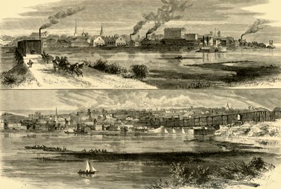 Rock Island, Illinois.- Davenport, Iowa, 1874 von Alfred Rudolph Waud