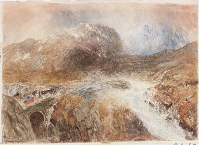 Nant Frangon (tužka a akvarel na papíře (nalepeno na desce)) od Alfred William Hunt