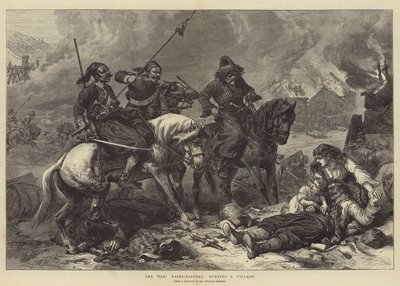 Válka, Bashi-Bazouks hořící vesnice od Alfred William Hunt