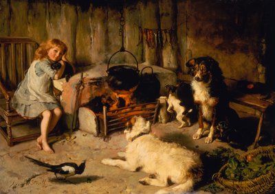 Sledovaný hrnec se nikdy nevaří (olej na plátně) od Alfred William Strutt