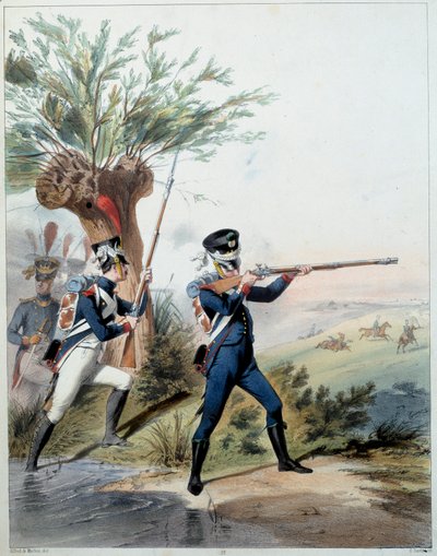 Napoleonská armáda: Císařská garda. Rytina Alfreda De Marbota (19. století) 1809. Malmaison, Hradní muzeum. od Alfred de (after) Marbot