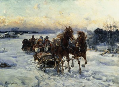 Jízda na saních od Alfred von Wierusz-Kowalski