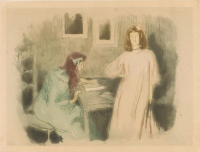 Dvě dívky v interiéru od Alfredo Müller (signed by artist)