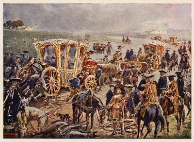Portugalský král Jan V. cestuje ke španělským hranicím od Alfredo Roque Gameiro