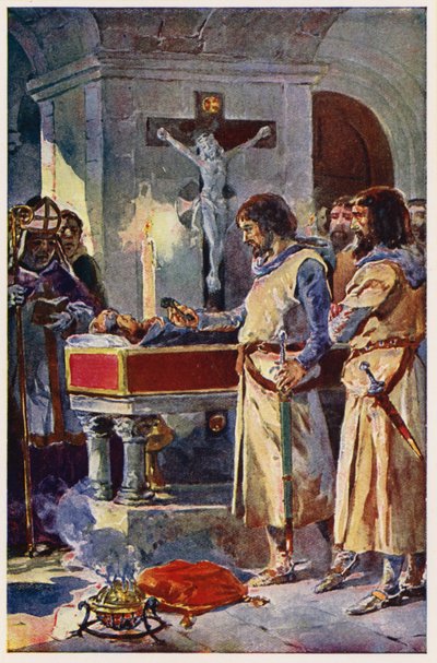 Martim de Freitas v Toledu (barevná litografie) od Alfredo Roque Gameiro